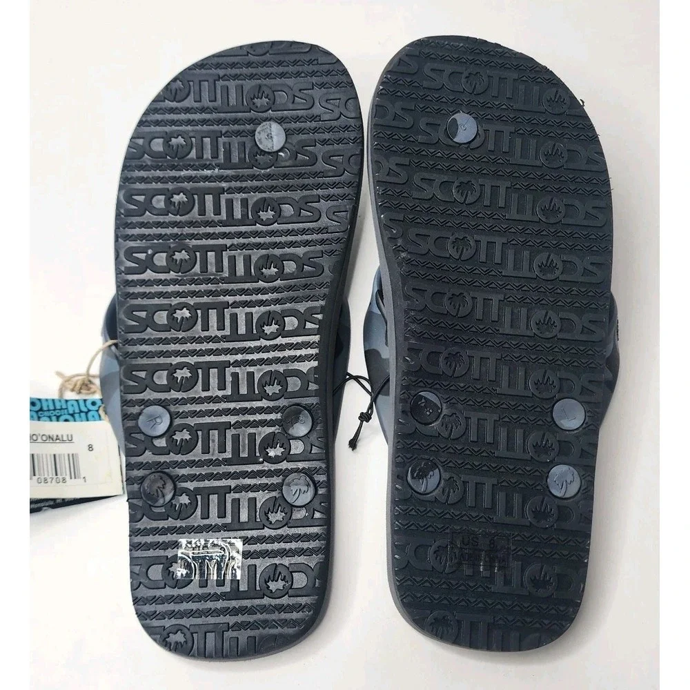 Scott Hawaii - Men's 4230 Ho'onalu Flip Flops/Sandals - Black Camo - Sz 8 - NWT